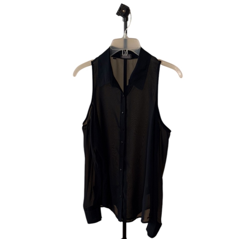 Guess Black Cold Shoulder Chiffon Blouse - image 1